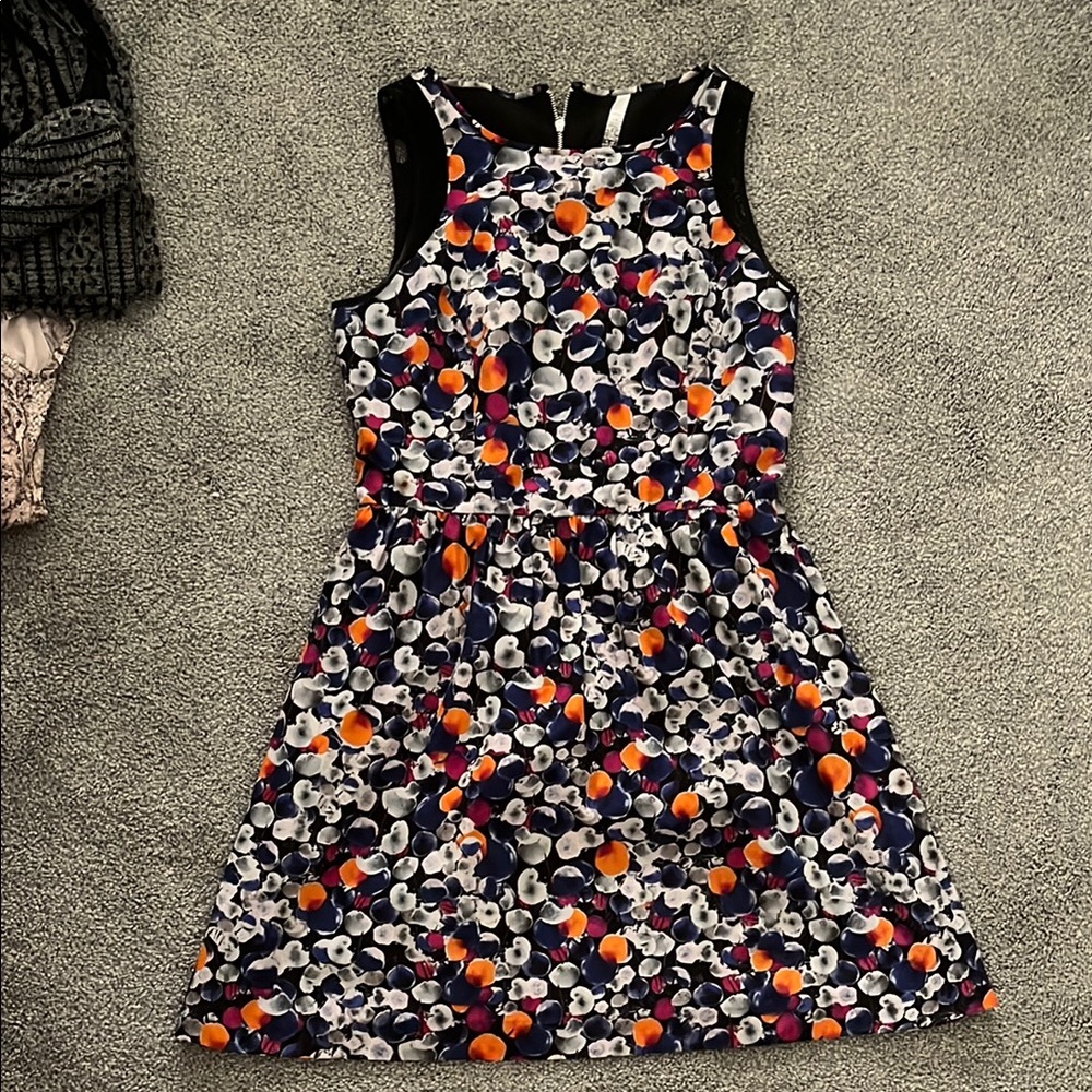 Kensie Floral Mini Dress - Black, Orange, Blue